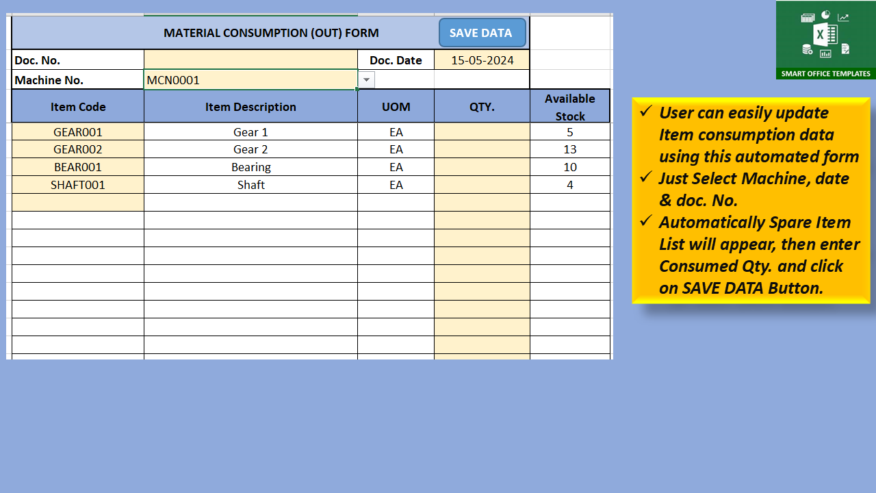 Google Sheet Spare Parts Inventory Management System (IMS)