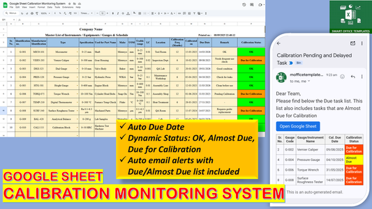 Google Sheet Calibration Monitoring System
