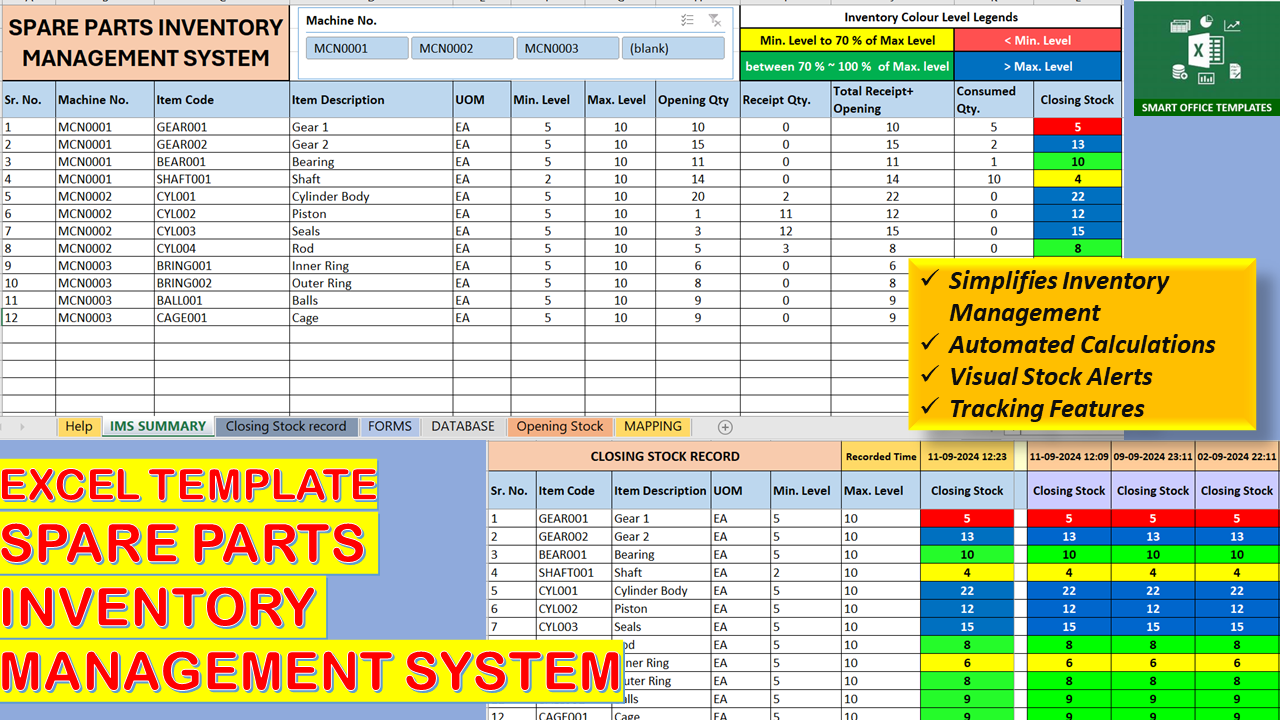 Excel Template Spare Parts Inventory Management System (IMS)