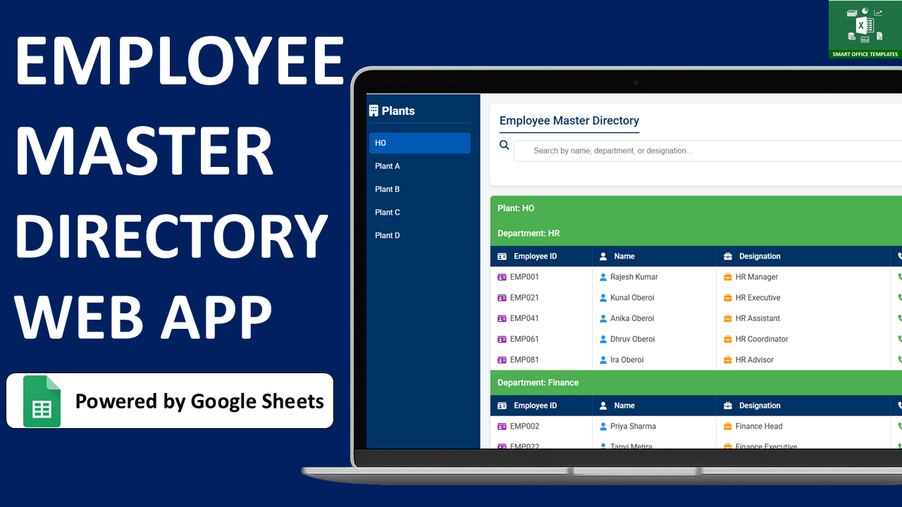 Employee Master Directory Web App using Google Sheets