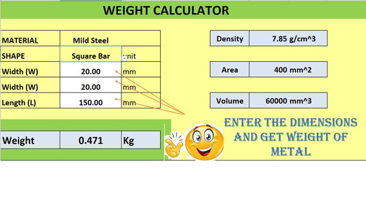 Excel template weight calculator of metal